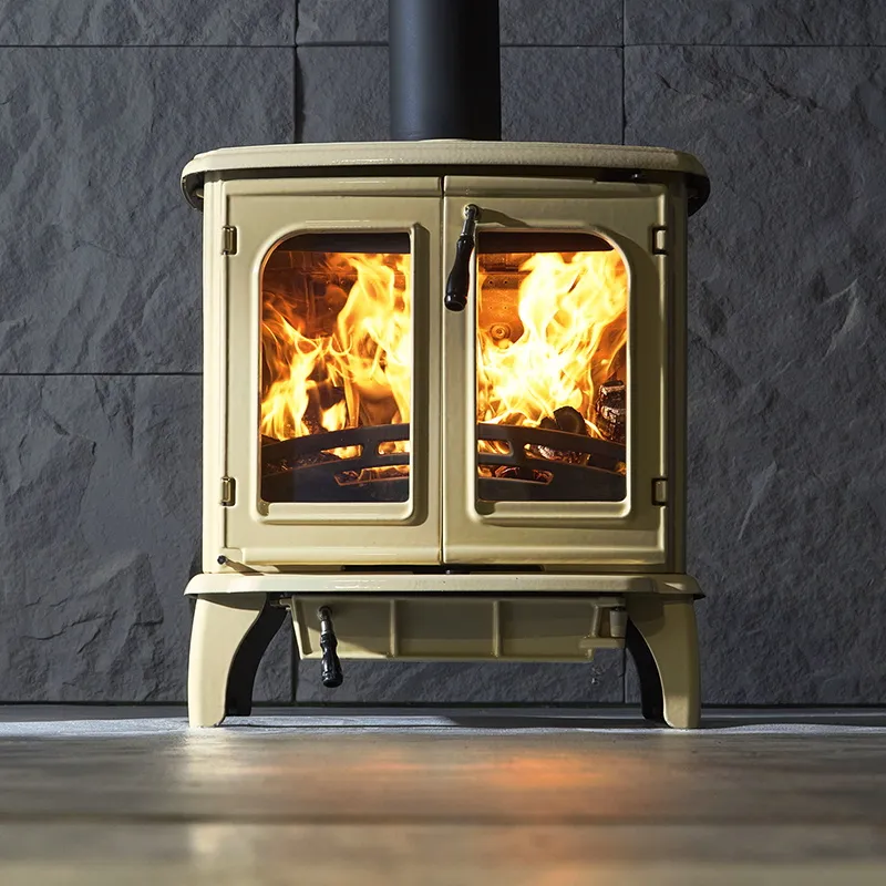 ELDVARA SUNME04-T cream double-door stove against a dark wall
